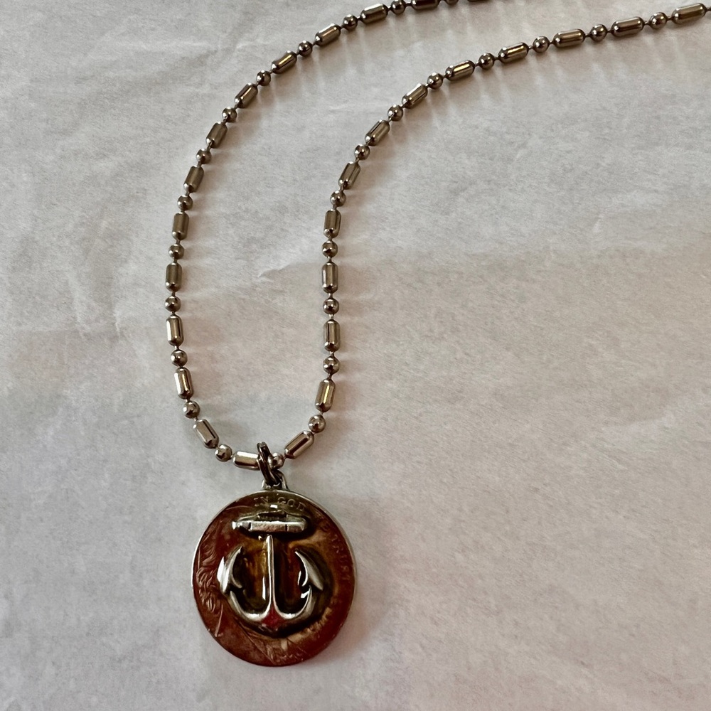 Silver Anchor on Nickel Pendant Necklace